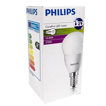 Philips Corepro LED kronepære E14 på 5,5 watt og med 470 lumen i varm hvid - (svarer til 40W) 92900115778C